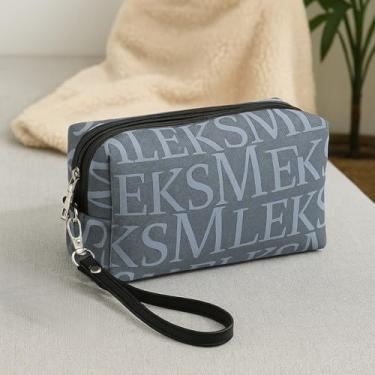 Imagem de Bolsa feminina octogonal de PVC – elegante bolsa impermeável, organizador multifuncional de grande capacidade com zíper suave, Azul marinho