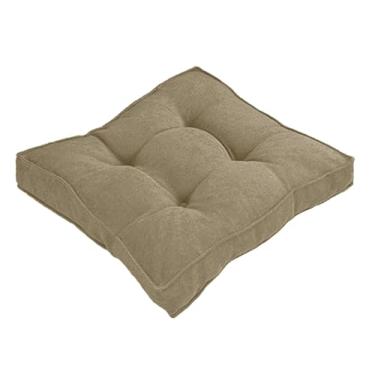 Imagem de Almofada Assento para Cadeira Futton (Kit 1/2/4) – Polialgodão Respirável 8cm de Altura, Almofada de Chão Quadrada Estilo Turca para Cozinha, Jantar e Escritório(Marrom,50x50cm 1pc)