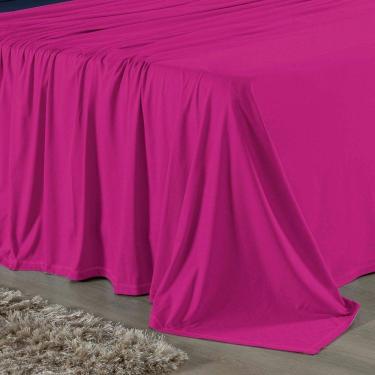 Imagem de Jogo De Cama Casal Viúva Nobre 4 Peças Malha 100% Algodão - Pink / Azul-marinho