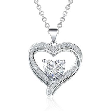 Imagem de JULLJUS Colar de prata com pedra do mês de nascimento para mulheres, colares com pingente de amor, pedra de nascimento de zircônia cúbica, presentes de aniversário para namorada, esposa, mãe, filha