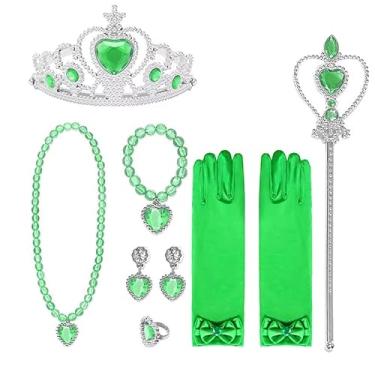 Imagem de Kit Acessórios Princesa Brinco Colar Luva Coroa Anel Varinha (Tianna - A)