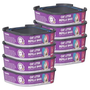 Imagem de Cartucho de sacos de recarga de areia para gatos, compatível com Litter Cat Genie Standard, Plus, XL, XL+ Recargas de balde, 7 camadas de controle de odor para animais de estimação, pacote com 8