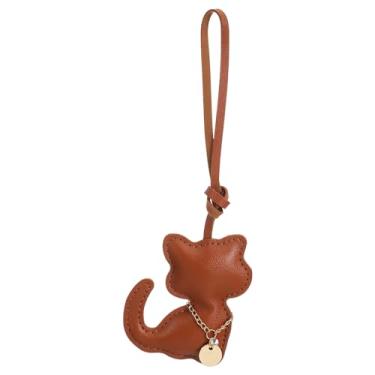 Imagem de Ymapinc Berloque de bolsa de couro de gato para mulheres, pingente de bolsa de animal com cordão de corrente dourada, mochila de bolsa, pingentes de mochila fofos, pingente de capa de telefone - couro