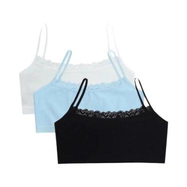 Imagem de Sutiãs De Treinamento De Renda Para Crianças 3 Peças Verão Cor Sólida 