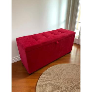 Imagem de PUFF BAÚ 1 METRO ESTOFADO EM MDF COM DOBRADIÇAS COM PISTÃO (Vermelho Suede)