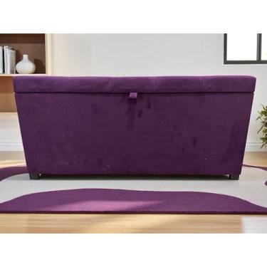 Imagem de PUFF BAÚ 1 METRO ESTOFADO EM MDF COM DOBRADIÇAS COM PISTÃO (Roxo)
