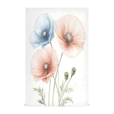 Imagem de xigua Conjunto de 1 panos de prato de cozinha com flores de papoula coloridas, macias e altamente absorventes de secagem rápida para limpeza de pratos e limpeza à mão, 71 x 45 cm