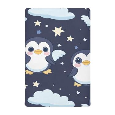 Imagem de xigua Lençol de berço Kawaii Pinguim para meninas e meninos, macio e respirável, adequado para berço padrão e cama infantil 71 x 132 cm