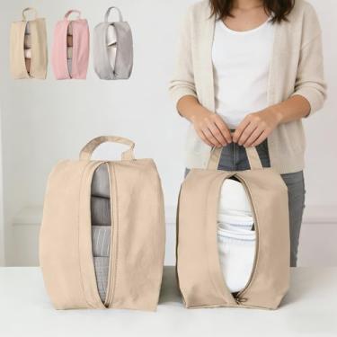 Imagem de 2 bolsas de armazenamento de viagem para roupas íntimas resistentes à água compactas e organizadores multiuso para bagagem e viagens, Branco