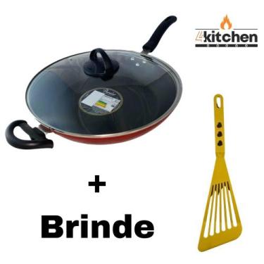 Imagem de Panela Frigideira Tampa Wok Antiaderente Teflon n30 + Brinde Cor:Amare