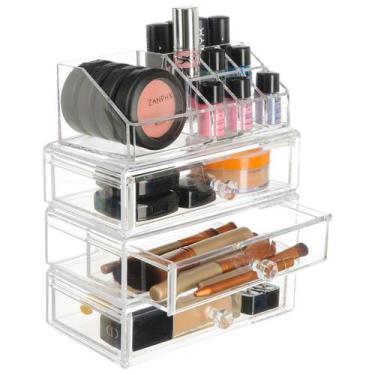 Imagem de Porta Maquiagem Organizador Cosméticos Blush Pincel Batom Skin Care Ba