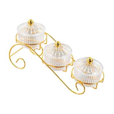 Imagem de YWJLQH Bandeja para Frutas Secas em PS, Travessa Dividida, Recipiente para Lanches com Tampa E Suporte, Fruteira, Organizador Multiuso, Bandeja Dividida F, Limpar 3 Grade, Tamanho real