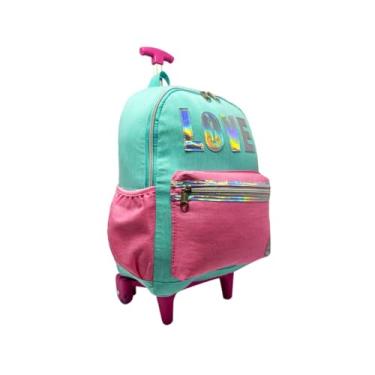 Imagem de Denlex Mochila Feminina Rodinhas Delicada com Glitter Adulto Juvenil Faculdade Escola Trabalho Espaçosa