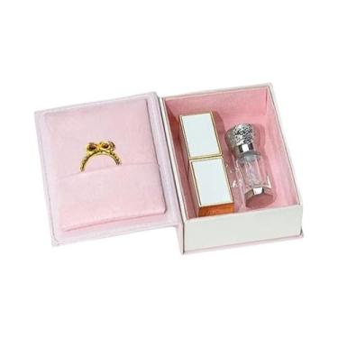 Imagem de Caixa De Joias Em Formato De Livro Com Tampa Articulada Para Anel, Pin