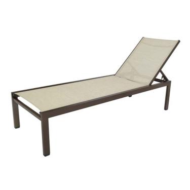 Imagem de Chaise Cadeira Espreguiçadeira Gaivota Piscina Resistente Sol E Chuva Marrom