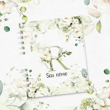 Imagem de Caderno A5 Floral Personalizado com Nome e Inicial, Caderno de Anotações sem Pauta, Caderneta Capa Dura, Caderno Espiral 96 Folhas para Estudos e Organização (R,DECORADO)