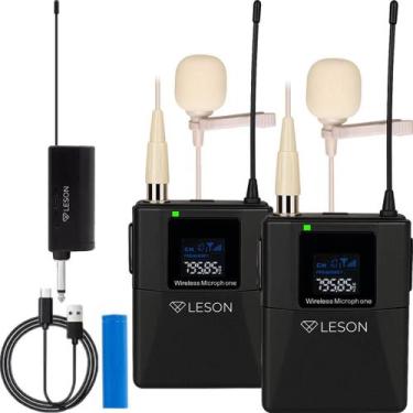 Imagem de Kit 2 Microfones Lapela Sem Fio Leson LS306 P10 Para Live Aula Podcast