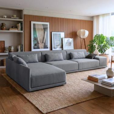 Imagem de Sofá de Canto 5 Lugares com Chaise Lado Esquerdo em Sarja 336x196cm Ci