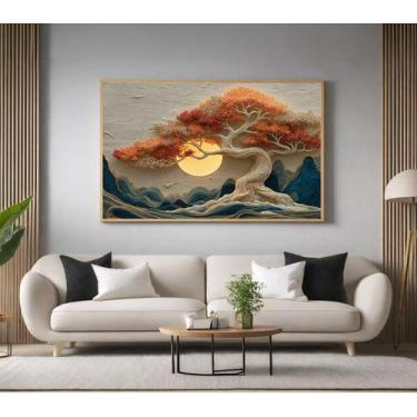 Imagem de Quadro Decorativo com Moldura Árvore da Vida Dourada para Sala Quarto 