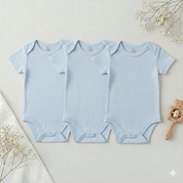 Imagem de Kit 3 peças Body Bebê Manga Curta Infantil Criança Macacão Enxoval Cri