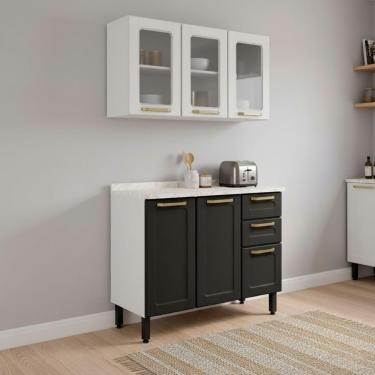 Imagem de Cozinha Compacta Em Aço 6 Portas 2 Gavetas Colors Grafite/br