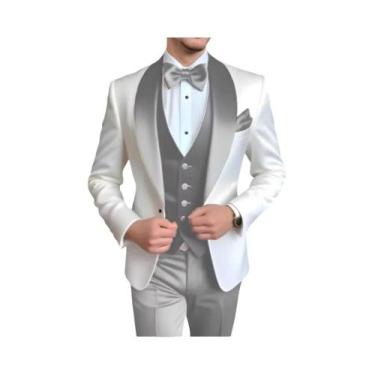 Imagem de Terno Masculino De 3 Peças Personalizado Com Lapela De Lenço Para Casa