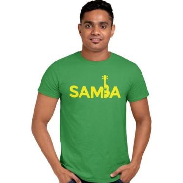 Imagem de Camiseta Masculina Estampa Samba Sambista Cavaquinho Algodão Manga Cur