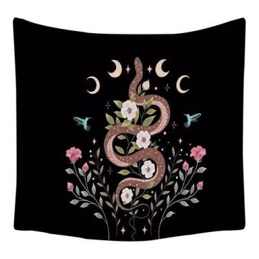 Imagem de Tapeçaria Moon Phase Snake Flower, microtecido 150x150cm - Yiweisai