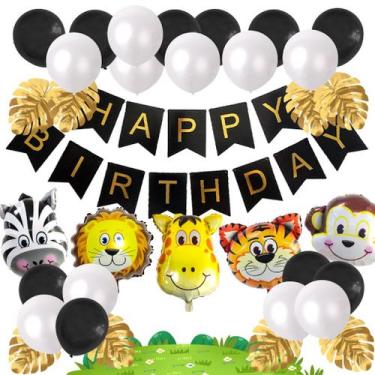 Imagem de Kit de balão de festa Forest Animal, 36 peças de papel alumínio de lát