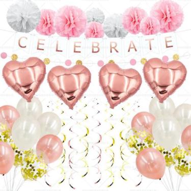 Imagem de Kit de balão de festa, 55 unidades de balões de látex com acessórios -