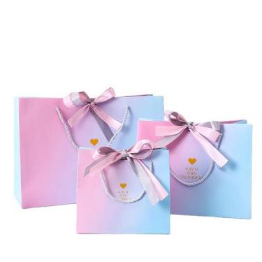 Imagem de Sacos de presente, papel gradiente com alças de fita S/M/L (3 unidades