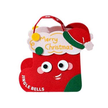 Imagem de Bolsa de presente de Natal com design de desenho animado de feltro 9x9