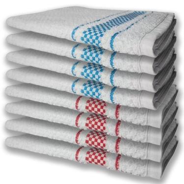 Imagem de 8 Panos De Prato Atoalhado Felpudo Premium 4 Vermelho 4 Azul