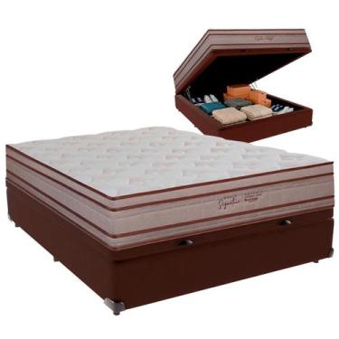 Imagem de Cama Box Baú Casal e Colchão Artemis Molas Ensacadas Colchobel Marrom
