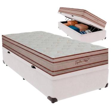 Imagem de Cama Box Baú Solteiro e Colchão Artemis Molas Ensacadas Colchobel Bran