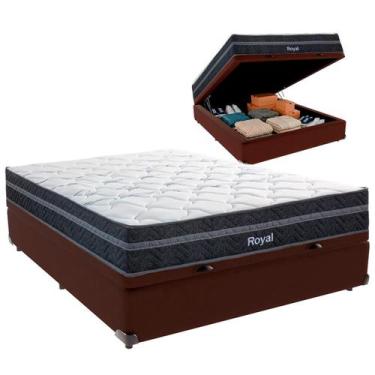 Imagem de Cama Box Baú Casal e Colchão Royal Molas Ensacadas Colchobel Marrom