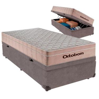 Imagem de Cama Box Baú Solteiro e Colchão Airtech Spring Pocket Molas Ensacadas 