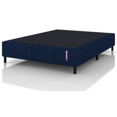 Imagem de Base Cama Box Casal 138x188x25cm Jacquard Azul com Chapa Reforçada Sup