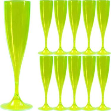 Imagem de 12 Taças Champanhe Verde Neon Acrilica 170Ml Alta Qualidade - Jlk Plas