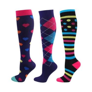 Imagem de Meias De Compressão Para Mulheres E Homens, 3 Pares, Altura Do Joelho,