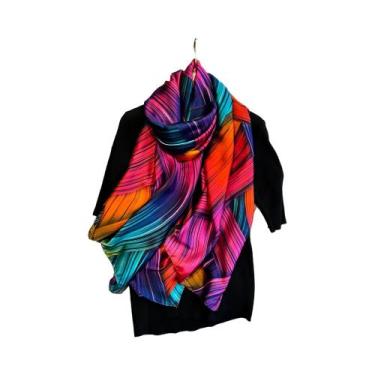 Imagem de Lenço De Seda Feminino De Verão 180x90cm, Xale Luxuoso E Macio, Estola