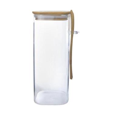 Imagem de Pote hermético de vidro com tampa e colher de bambu 1 litro - Cosy