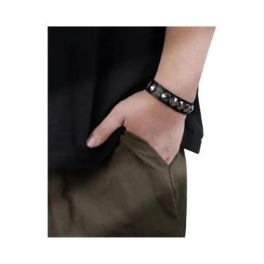 Imagem de Pulseira Ajustável De Couro Vintage Gótica Punk Masculina Com Fivela O
