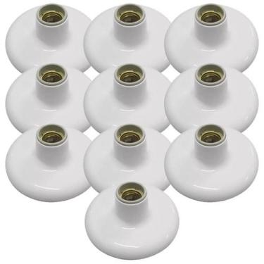 Imagem de 10 Plafon Plafonier Bocal Porcelana 100W 250V Branco - Ilumi