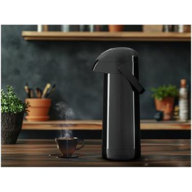 Imagem de Garrafa Térmica Termolar Magic Pump 1L Pressão Preta, 1L, Preto