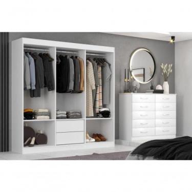 Imagem de Closet Lisboa Com Cômoda 10 Gavetas Premium Marbela - Branco - EVIDÊNC