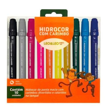 Imagem de Caneta Hidrográfica 12 cores com Carimbo - Leo & Leo - Leo&Leo