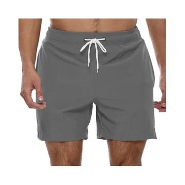 Imagem de Calções De Banho Masculinos Respiráveis Com Cintura Elástica E Cordão,