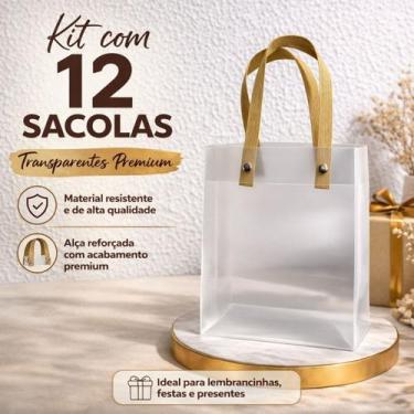 Imagem de Sacola Transparente Mini(PP) 13,5x15x7cm Pacote com 12 Unidades para P