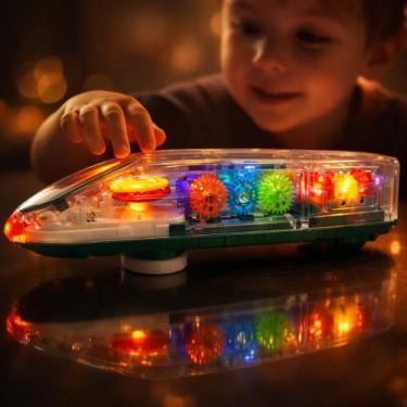 Imagem de Trem Transparente Engrenagens Interativo Infantil Brinquedo Metro Carr